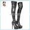 Party Fancy Dress Sexy Women Black PU Leather High Heel Boots HPC-1866