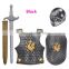 Medieval Roman Knight helmet armor Party cosplay plastic warrior costumes four-piece suit for kids MCH-2480