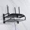 Black aluminum small double deck set top box shelf wall mounted router bracket