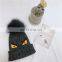 Embroidered Logo 100% Acrylic Knitted Hats Pompoms Cap pompom hat