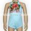 3D Embroidery Backless Baby Clothing Halter Romper