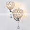 luxury European hotel living room light crystal wall sconce lamp with pull switch crystal wall lamp