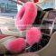 New 3Pcs/Set Woolen Winter Warm Fuzzy Steering Wheel Cover Long Plush Handbrake Car Accessory Pink/Saffron Yellow/Black/Wine Red