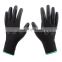 HYSAFETY 13 gauge knitted black nylon pu dipped free working gloves for construction