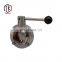 Tyco Valve Stainless Steel 304 316L Tri Clamp Manual Quick-Install Sanitary Wafer Butterfly Valve
