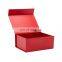 Wholesale magnetic flap open luxury red collapsible gift packaging box with ribbon