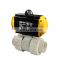 PPH Pneumatic Actuated Ball Valve Single Acting Double Union Socket Two Ways Spring Return