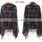 2016 Women Poncho Cashmere Wool Scarf Poncho Cape ,Latest Design Winter Check Blanket Poncho