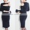 New Trendy Club Dress Black Knit Long Sleeve Bodycon Dress