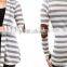 2015 OEM manufacturer cotton cardigan Stripe Elbow-Patch Open Cardigan