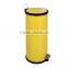 Yellow Oval Stainless Steel Trash Can Hospital Waste Bin