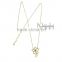 Latest Gold Copper Alloy Long Chain Design Pearl Necklace