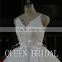 Latest Style V-neck Sleeveless Cross Strap Back Appliqued Lace Ruffled Skirt Short Wedding Dresses