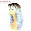 T8/Purple/Blue/Pink four tones ombre color wig, fashional colorful costume anime cosplay wig for party
