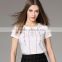 Alibaba 2016 Summer Fashion Woman Embroidery Design Croped Tops Elegant Slim V Neck Short Sleeve White T-Shirt Women