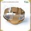 Wood case genuine leather bands newest style wood watch with real cow leather bands , wooden leather wrist watch
