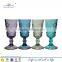 blue colored glass stemware