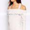 2016 Autumn Long Sleeve Sexy Women Bodysuit Plain White Halter Neck Off Shoulder Leotard In Rib Your Own Brand