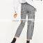 Spring Women Soft Slim Gingham Trousers