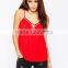 2016 Guangzhou Shandao Wholesale High Fashion New Summer Sexy Spaghetti Strap Red Loose Chiffon XL Size Ladies Top