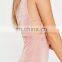 Pink Side Strap High Neck Bodycon Dress Sexy Style