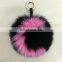 Jumbo genuine fox fur pom pom alphabet keychain luxury fur bag charm