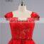 Sexty ZZ-E0010 See Though Upper Body Backless Lace Applique Red Short Front Long Back Evening Dress