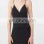 oem service side slit off shoulder v neck sleeveless maxi dress