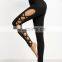 Latest Design Black Cutout Lattice Detail High Waist Leggings