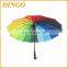 top quality aluminum straight umbrella, custom printing rainbow color umbrella
