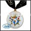 custom enamel polished metal medal with ribbon