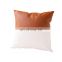 Geometric pattern  printed Splicing Pillow Case PU Leather Cotton Canvas Cushion Cover