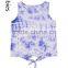 New fashion girls tops 2016 tie dye print tank top with tie hem