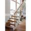 Modern Indoor Small Space Stairs Stainless Steel Wooden Straight Staircase