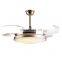 Modern Nordic Hidden Gold Ceiling Fan Lamps LED with 4 Retractable Acrylic Blades Lighting Ceiling Light Fan for Living Room