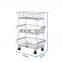 Stackable 3 Tier Sturdy Portable Mesh Removable Metal Wire Kitchen Organizer Fruit Vegetable Storage Basket Cart with Wheels