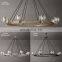 Modern Brass Chandelier Clear Glass Shades Elegant Ceiling Light Fixture for Living Room Dining Room Kitchen Island Foyer Lobby