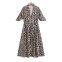 2025 Summer New Women's Bow Tied Animal Pattern Printed Shirt Dress
