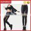 B425 Punk wind lace embroidery bind skin joining together imitation leacher leggings sexy black pencil pants