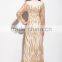 2016 summer fashion top grade Sequins gauze long sleeve plus size evening dress