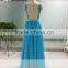 ASAJ-12 Real Photos A-line Sheer Neckline Lace Appliques Beaded Sash Long Chiffon Bridesmaid Dresses