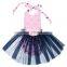 Latest cute pink requin bow print cotton clothing baby boutique romper