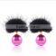 2016 fashion high quality fur women earings set round acrylic beads double earings jewelry factory price