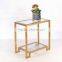 Modern Home Furniture Tempered Glass Side Table With Gold Stainless Steel Base