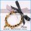 Black ribbon bow tied girl's love handmade DIY Christmas theme bracelets