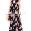 Wholesale Plus size Short sleeve round neck elastic waist floral print maxi dress with inseam pockets