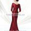 popular satin long sleeve beaded evening dress 2015