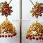 JADAU GOLD PLATED Dangler RUBY JHUMKA TEMPLE EARRINGS
