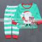 Children clothing sets fancy reindeer pattern kids christmas pajamas wholesale