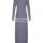 CHEFON Grey slim fit jersey maxi dress long sleeve